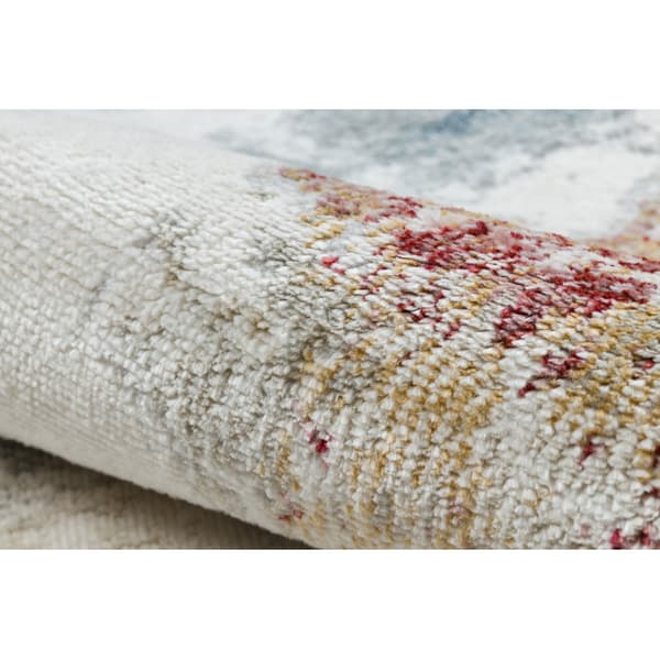 DISTIN 0144B vit / rosa / pulver modern matta - Abstraktion, vintage, fransar, 120x170 cm