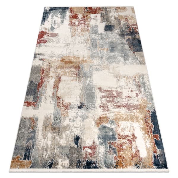 DISTIN 0144B vit / rosa / pulver modern matta - Abstraktion, vintage, fransar, 120x170 cm