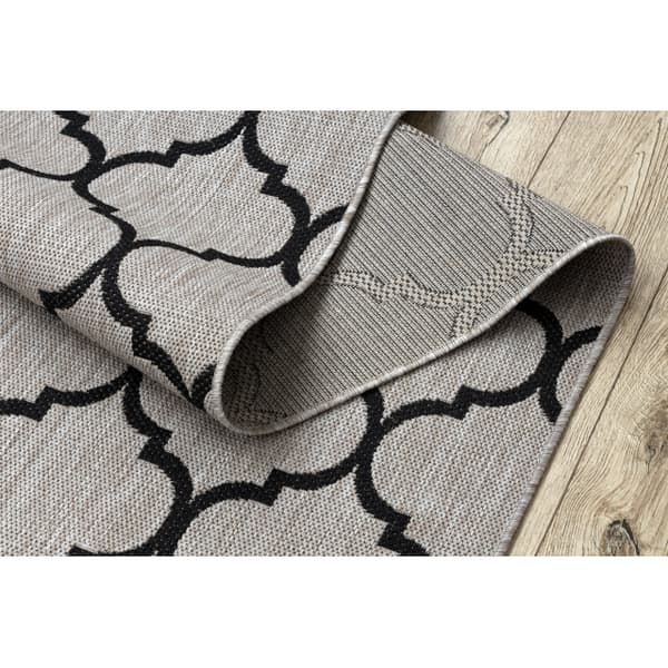 Löpare SIZAL FLOORLUX design 20608 Marockansk spaljé silver / svart 80 cm, 80x140 cm