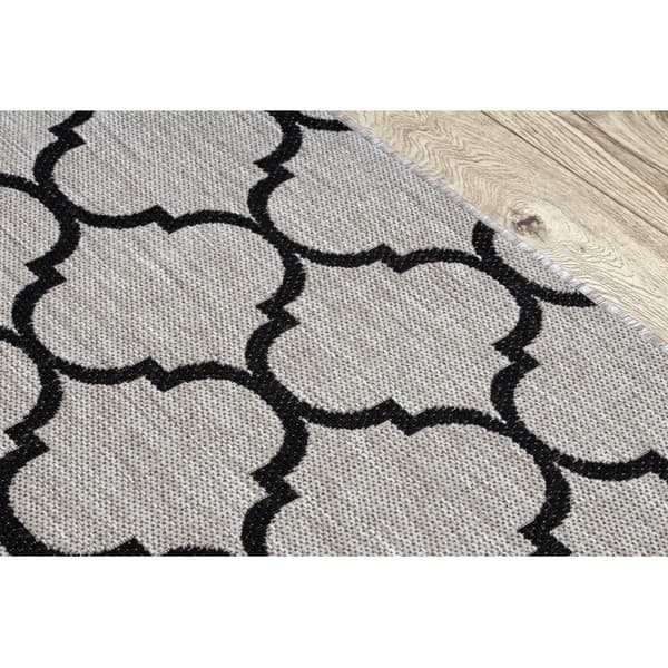 Löpare SIZAL FLOORLUX design 20608 Marockansk spaljé silver / svart 80 cm, 80x140 cm