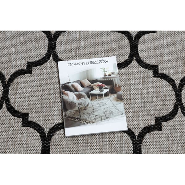 Löpare SIZAL FLOORLUX design 20608 Marockansk spaljé silver / svart 80 cm, 80x140 cm