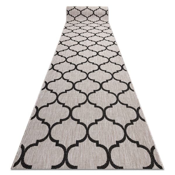 Löpare SIZAL FLOORLUX design 20608 Marockansk spaljé silver / svart 80 cm, 80x350 cm