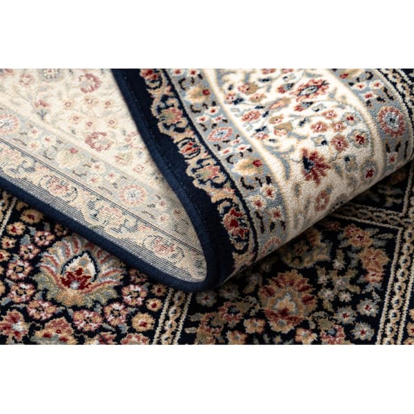 Tæppe NAIN Blomster, ramme 1181/51011 marineblå / beige, 80x150 cm