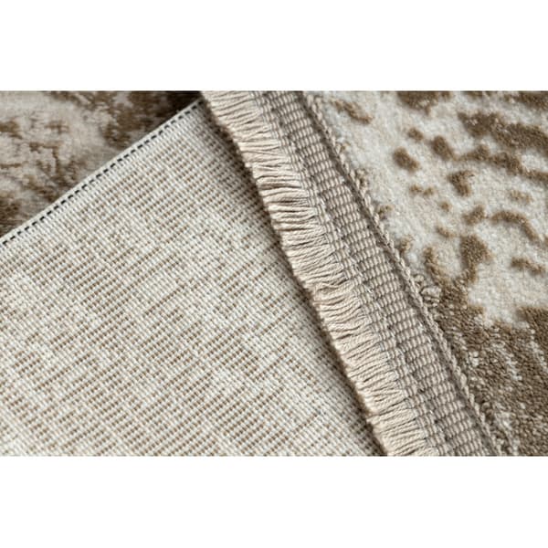 Modern matta DUKE 51541 beige - Geometrisk, strukturerad, mycket mjuk, fransar, 180x270 cm