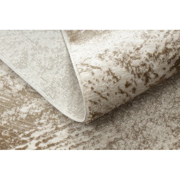 Modern matta DUKE 51541 beige - Geometrisk, strukturerad, mycket mjuk, fransar, 180x270 cm
