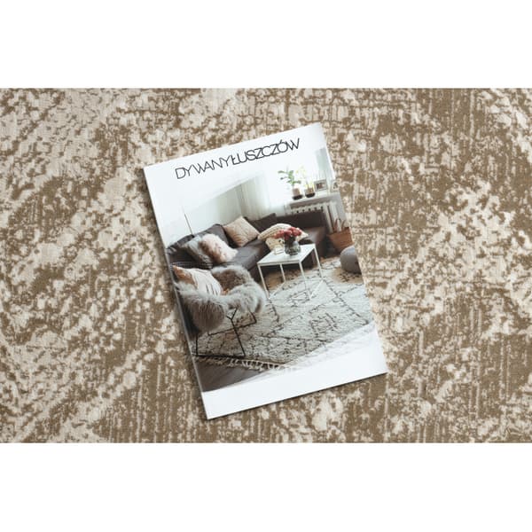 Modern matta DUKE 51541 beige - Geometrisk, strukturerad, mycket mjuk, fransar, 180x270 cm