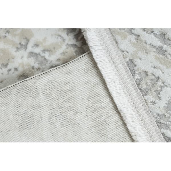 Moderne tæppe DUKE 51550 creme / grå - Gitter, struktureret, meget blød, frynser, 180x270 cm