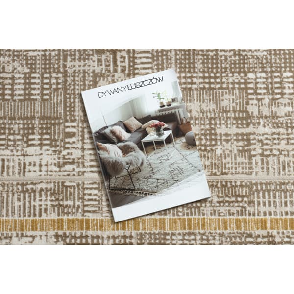 Moderni matto DUKE 51523 beige / kulta - Runko, jäsennelty, erittäin pehmeä, hapsut, 80x150 cm