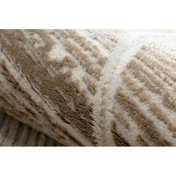 Modern matta DUKE 51557 beige / kräm - Geometrisk, strukturerad, mycket mjuk, fransar, 280x370 cm