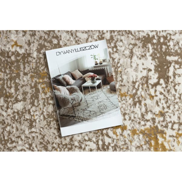 Moderni matto DUKE 51546 beige / kulta - Vintage, jäsennelty, erittäin pehmeä, hapsut, 80x150 cm