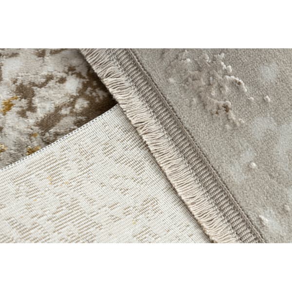 Modern matta DUKE 51546 beige / guld - Vintage, strukturerad, mycket mjuk, fransar, 140x190 cm