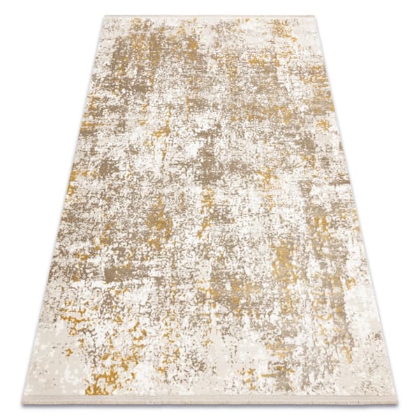 Modern matta DUKE 51546 beige / guld - Vintage, strukturerad, mycket mjuk, fransar, 160x220 cm