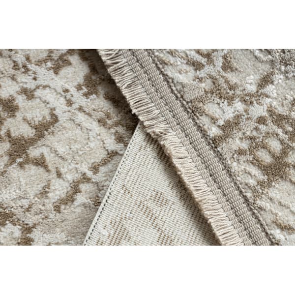 Modern matta DUKE 51550 beige / kräm - Spalje, strukturerad, mycket mjuk, fransar, 140x190 cm