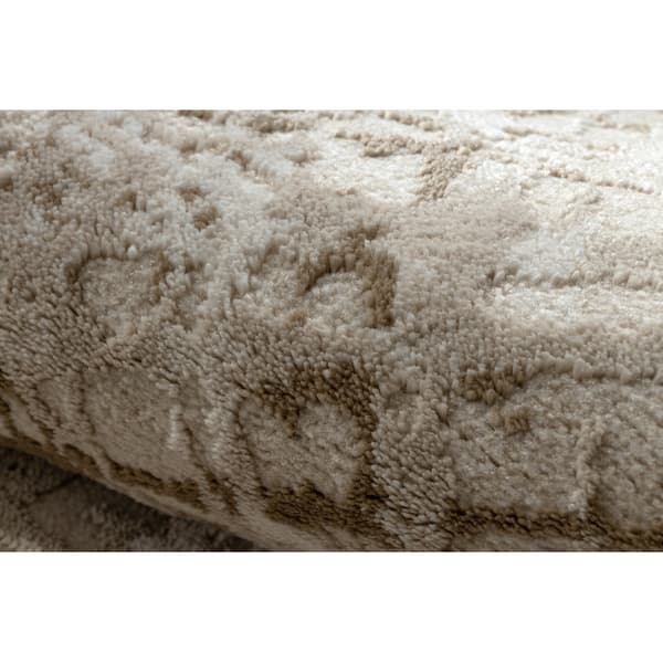 Modern matta DUKE 51550 beige / kräm - Spalje, strukturerad, mycket mjuk, fransar, 140x190 cm