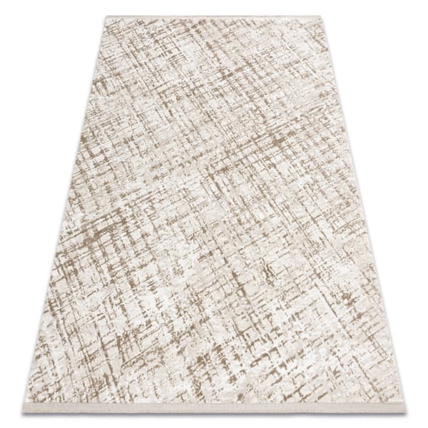 Modern matta DUKE 51550 beige / kräm - Spalje, strukturerad, mycket mjuk, fransar, 140x190 cm