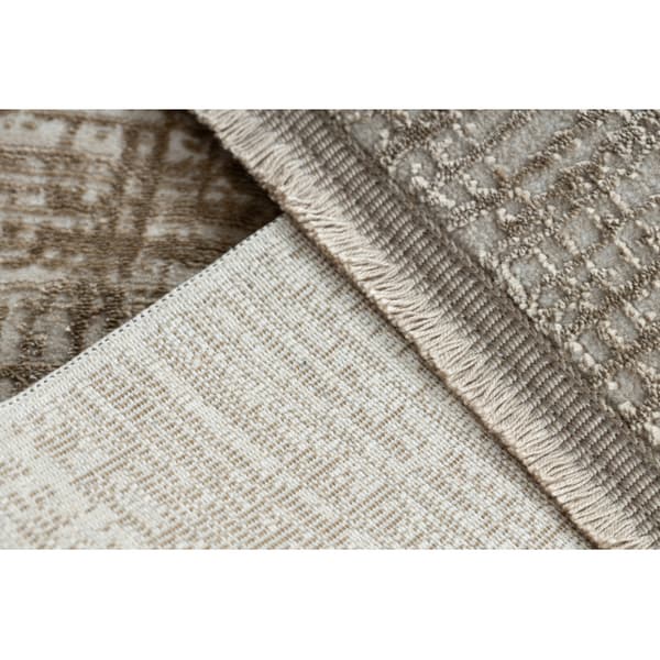 Modern matta DUKE A0357 beige - Vintage, strukturerad, mycket mjuk, fransar, 160x220 cm