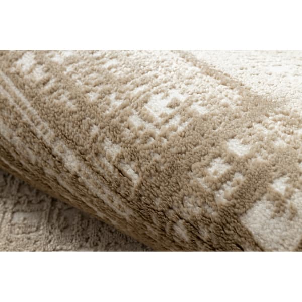 Modern matta DUKE A0357 beige - Vintage, strukturerad, mycket mjuk, fransar, 160x220 cm