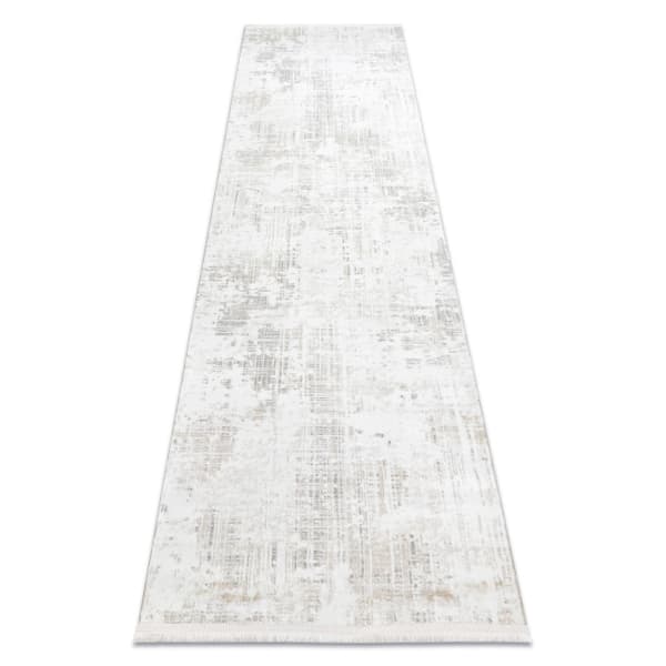 Moderni matto, mattokäytävä DUKE 51374 kerma - Vintage, jäsennelty, erittäin pehmeä, hapsut, 80x300 cm