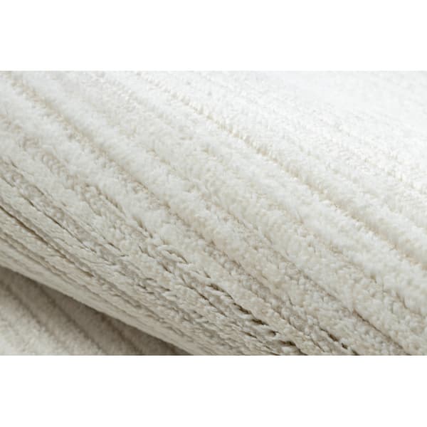 Modern matta, matta gångväg DUKE 51376 kräm - Rändervit, strukturerad, mycket mjuk, fransar, 80x300 cm