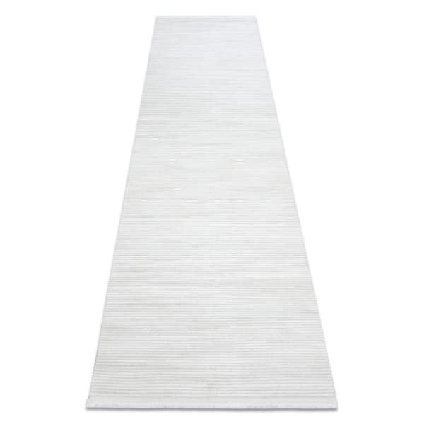 Modern matta, matta gångväg DUKE 51376 kräm - Rändervit, strukturerad, mycket mjuk, fransar, 80x300 cm