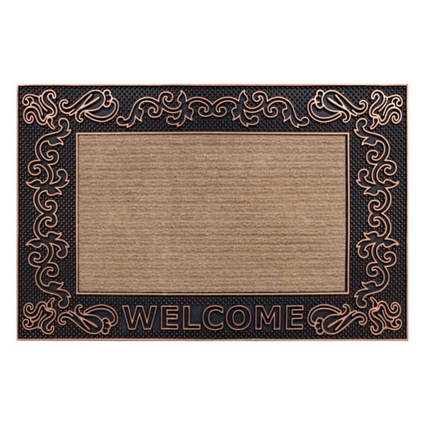 Pyyhin BH 219W Welcome, liukastumisenesto, ulkoinen, sisäinen, kumitettu - ruskea, 45x70 cm