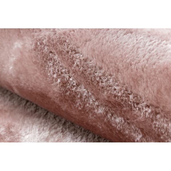 Tæppe VISCO cirkel lyserød 8 plys, IMITATION AF KANINPELS, cirkel 200 cm