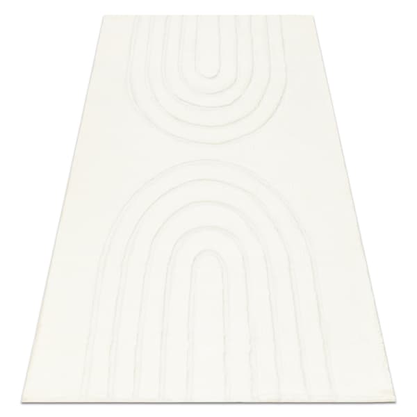 CURVY vit 11 Arches tvättbar matta, strukturerad, präglad, plysch, 200x290 cm