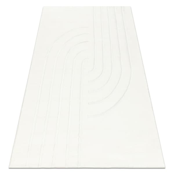 CURVY vit 11 Curves tvättbar matta, strukturerad, präglad, plysch, 140x190 cm