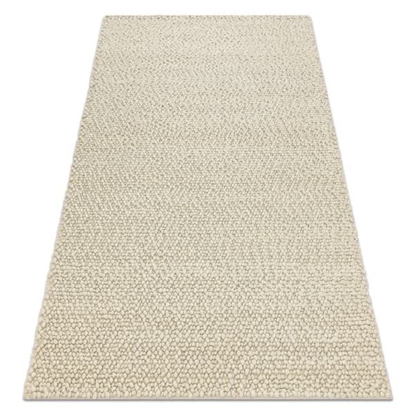 Uldtæppe TAHAR 99005B fløde - HÅNDVÆVET løkke, uniform, 90x150 cm