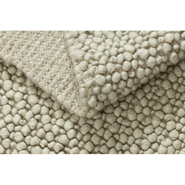 Uldtæppe TAHAR 99005B fløde - HÅNDVÆVET løkke, uniform, 200x290 cm