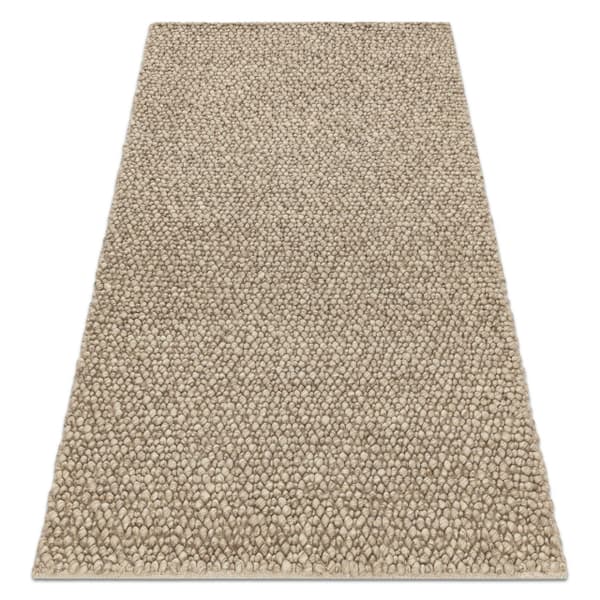 Uldtæppe TAHAR 99005C beige - HÅNDVÆVET løkke, uniform, 200x290 cm
