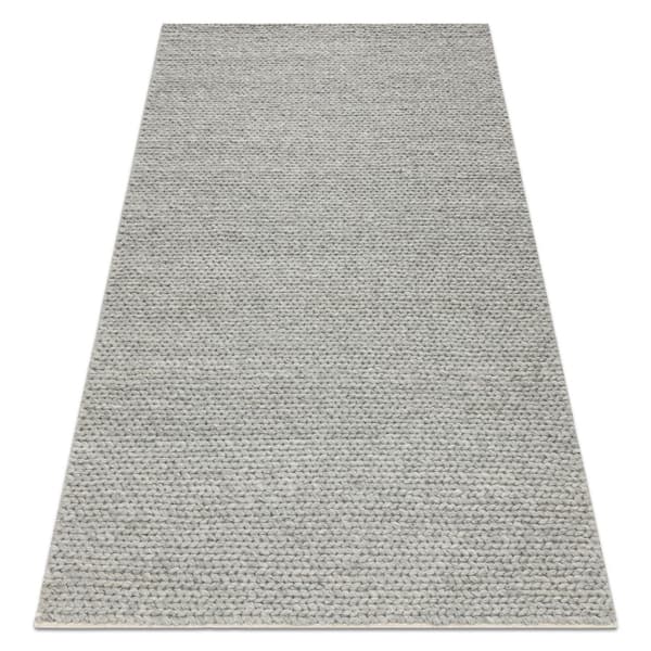Uldtæppe TAHAR 99004G grå - HÅNDVÆVET løkke, uniform, 200x290 cm