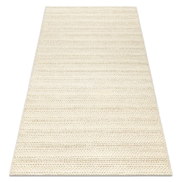 Ullmatta TAHAR 99002B grädde - HANDvävd slinga, Linjer , 200x290 cm