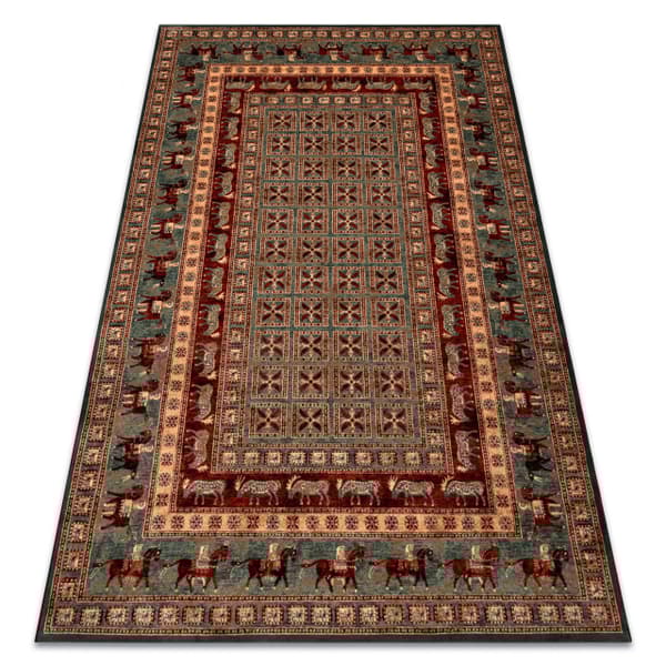 Villa matto KASHQAI 4301 401 itämainen, runko vihreä / terrakotta, 67x130 cm