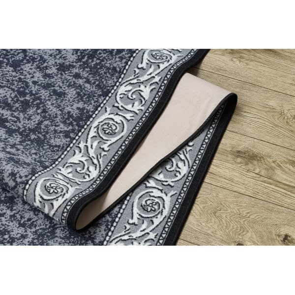 Löpare anti-halk ROMANTIC gum Ornament, halkskydd grå 133cm, 133x550 cm