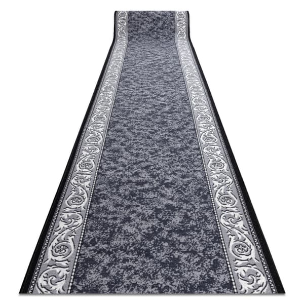 Löpare anti-halk ROMANTIC gum Ornament, halkskydd grå 133cm, 133x550 cm