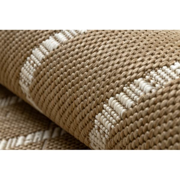 FLAT 48956265 Sisal matta Geometrisk - naturlig beige stråfärg, snöre, 140x200 cm