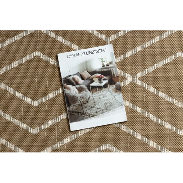 FLAT 48956265 Sisal matta Geometrisk - naturlig beige stråfärg, snöre, 140x200 cm
