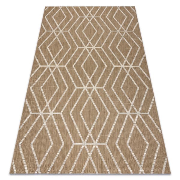 FLAT 48956265 Sisal matta Geometrisk - naturlig beige stråfärg, snöre, 140x200 cm
