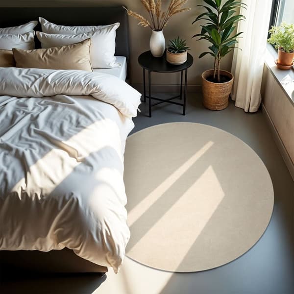 Kortluvet tæppe Soft Zone - beige,Ø 120 cm