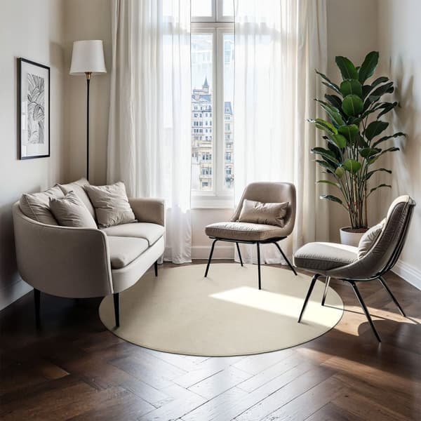 Kortluvet tæppe Soft Zone - beige,Ø 120 cm