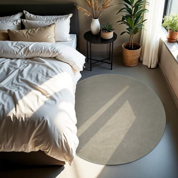Kortluvet tæppe Soft Zone - sand,Ø 120 cm