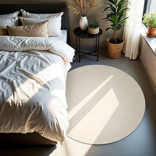 Kortluvet tæppe Soft Zone - creme,Ø 120 cm