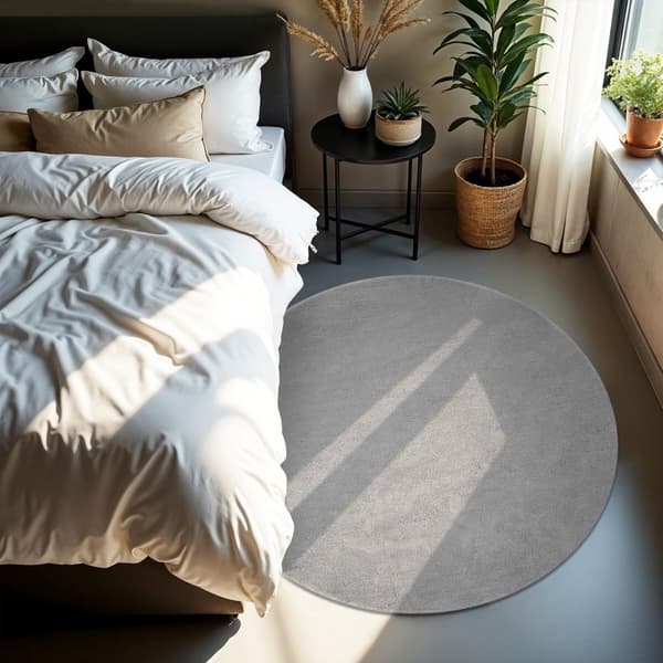 Kortluvet tæppe Soft Zone - grå,Ø 120 cm