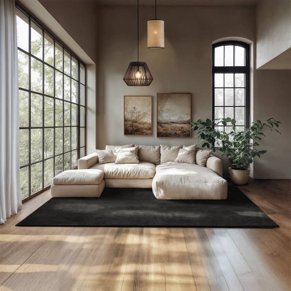 Kortluvet tæppe Soft Zone - sort,200 x 290 cm