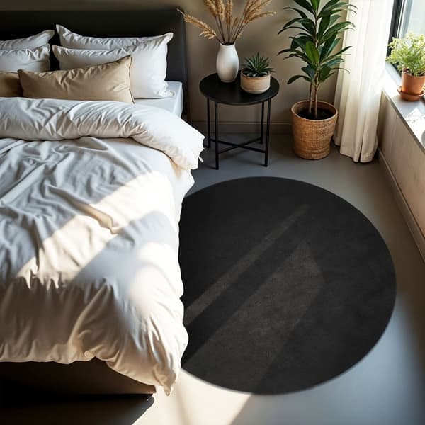 Kortluvet tæppe Soft Zone - sort,Ø 120 cm