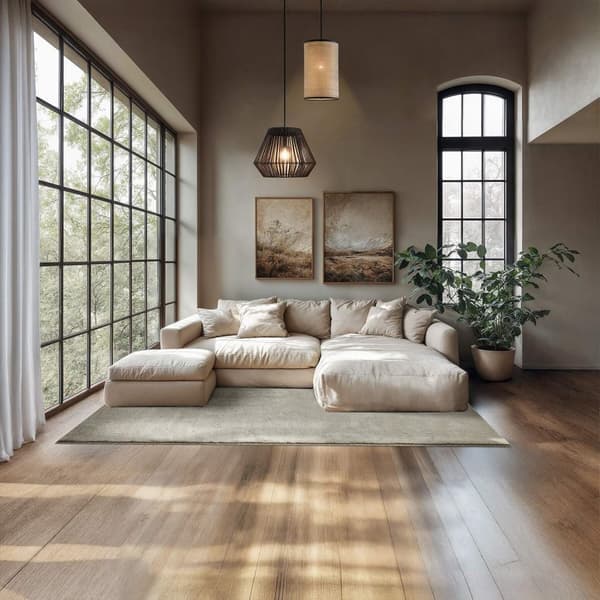 Kortluvet tæppe Soft Zone - sand,140 x 200 cm