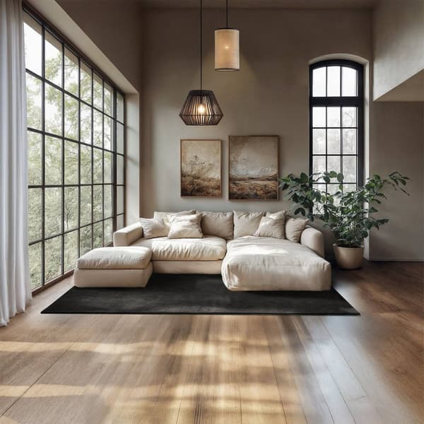Kortluvet tæppe Soft Zone - sort,140 x 200 cm
