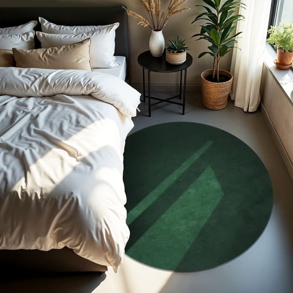 Kortluvet tæppe Soft Zone - grøn,Ø 120 cm