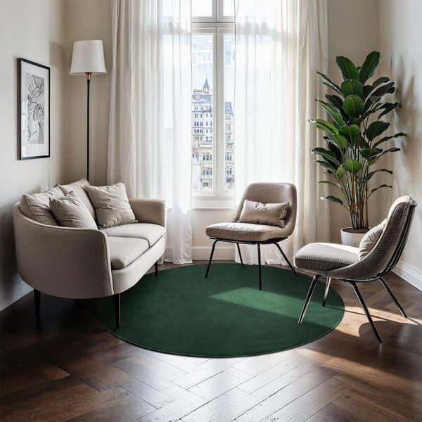 Kortluvet tæppe Soft Zone - grøn,Ø 120 cm